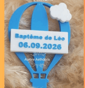 Magnets cadeaux invités baptême, Cadeaux baptêmes montgolfières