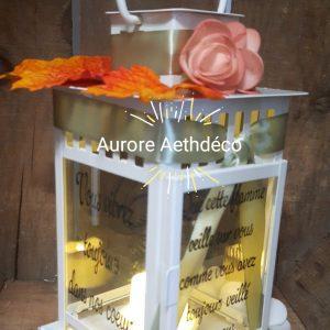 Lanterne Hommage Toussaint Personnalisée 4 Faces — Décor d'Automne & Bougie LED (20 cm)