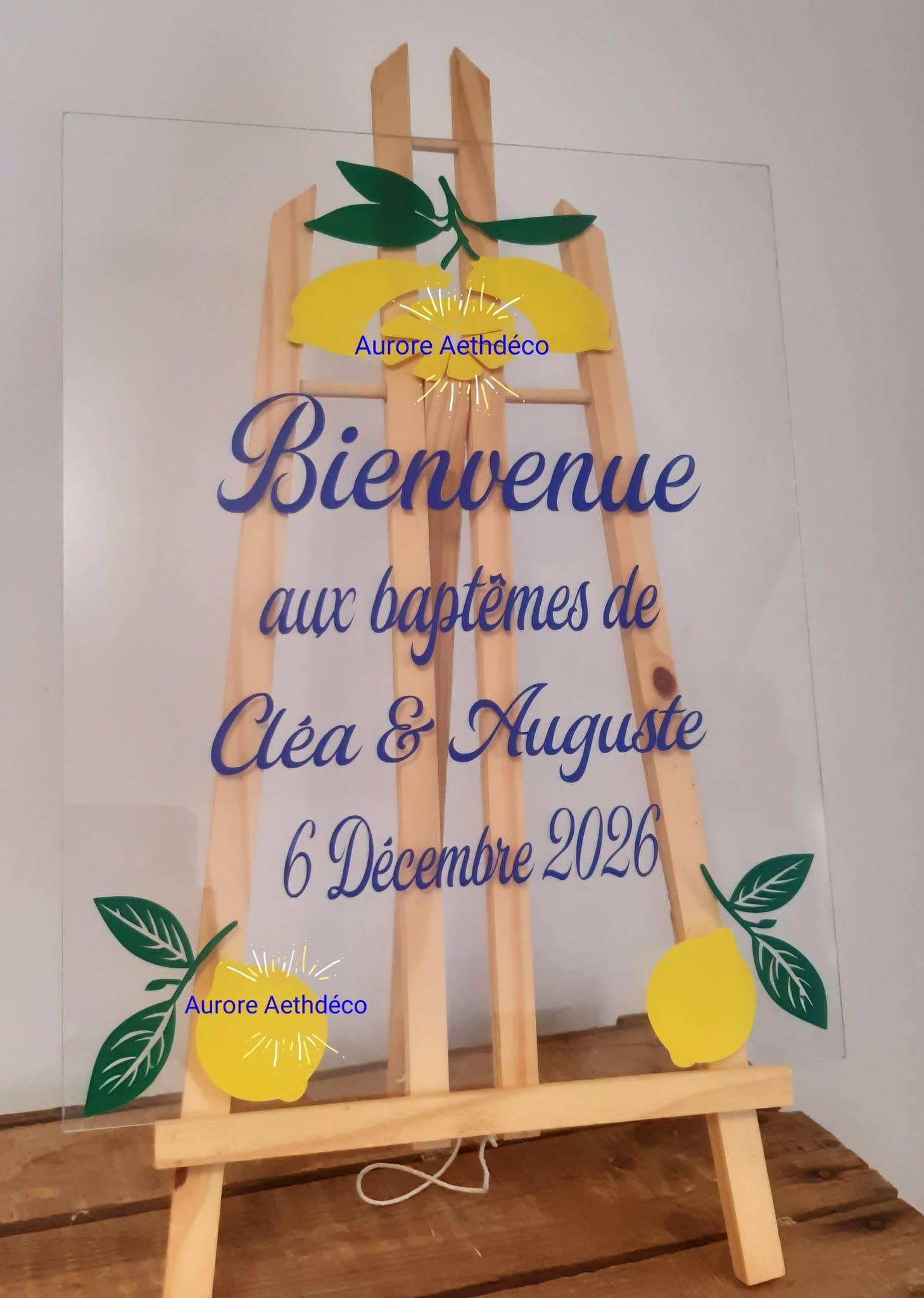 Panneau de Bienvenue Personnalisé pour baptêmeThème Citron & Dolce Vita (30 x 40 cm) – Image 2