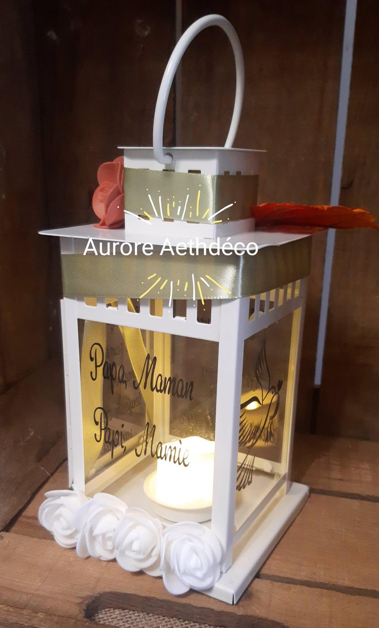 Lanterne Hommage Toussaint Personnalisée 4 Faces — Décor d'Automne & Bougie LED (20 cm) – Image 2