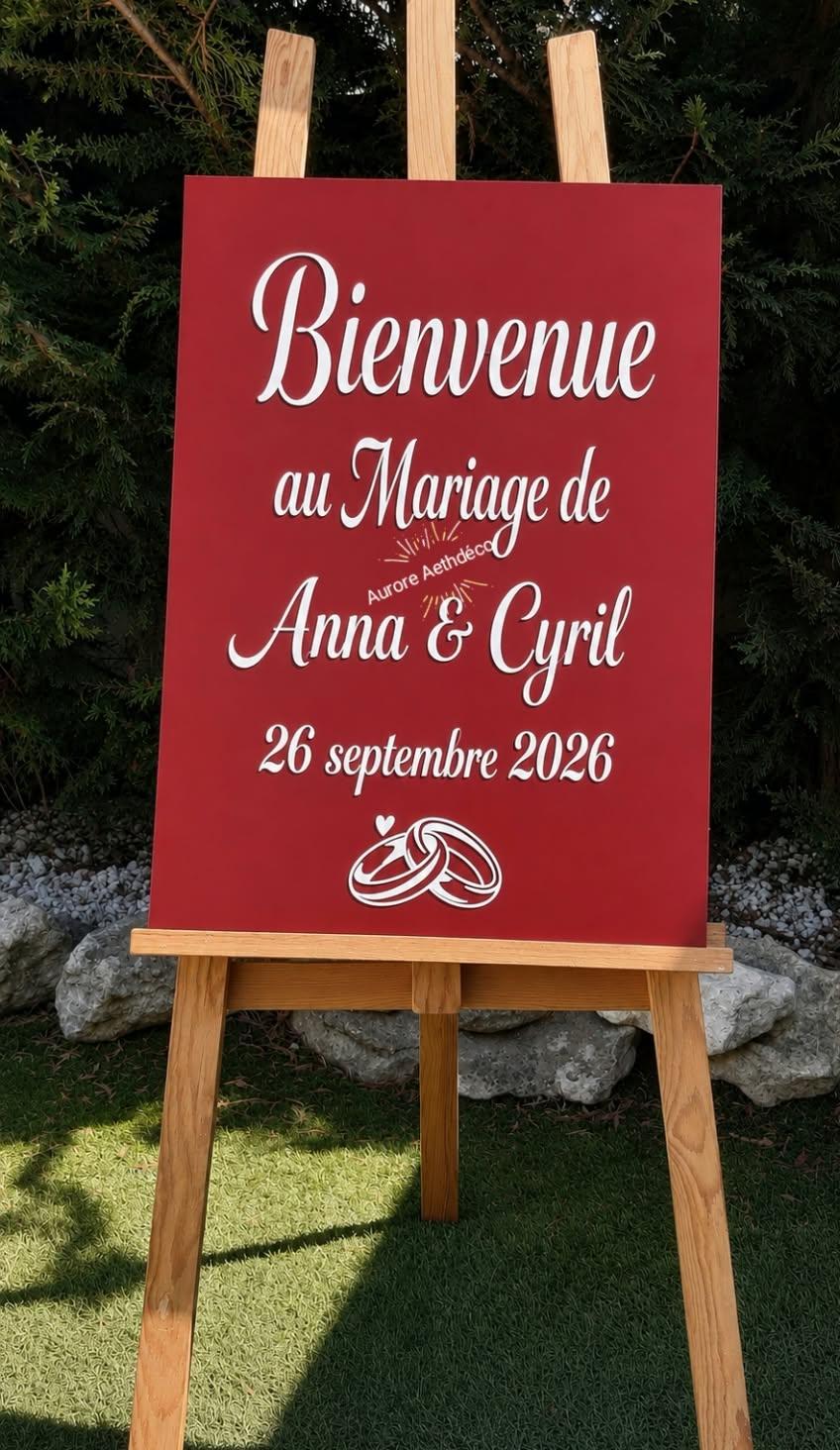 Panneau de Bienvenue de Mariage Personnalisé teinte zu choix écriture Blanche 50 x 70 cm – Image 2
