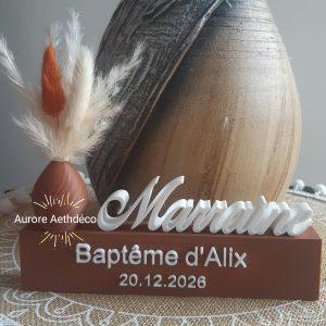 🌾 Cadeau Personnalisé Terracotta avec Vase & Fleurs Séchées – "Parrain", "Marraine" ou Prénom au choix