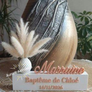 🌾Cadeau Personnalisé avec Petit Vase & Fleurs Séchées – "Parrain", "Marraine" ou Prénom au choix