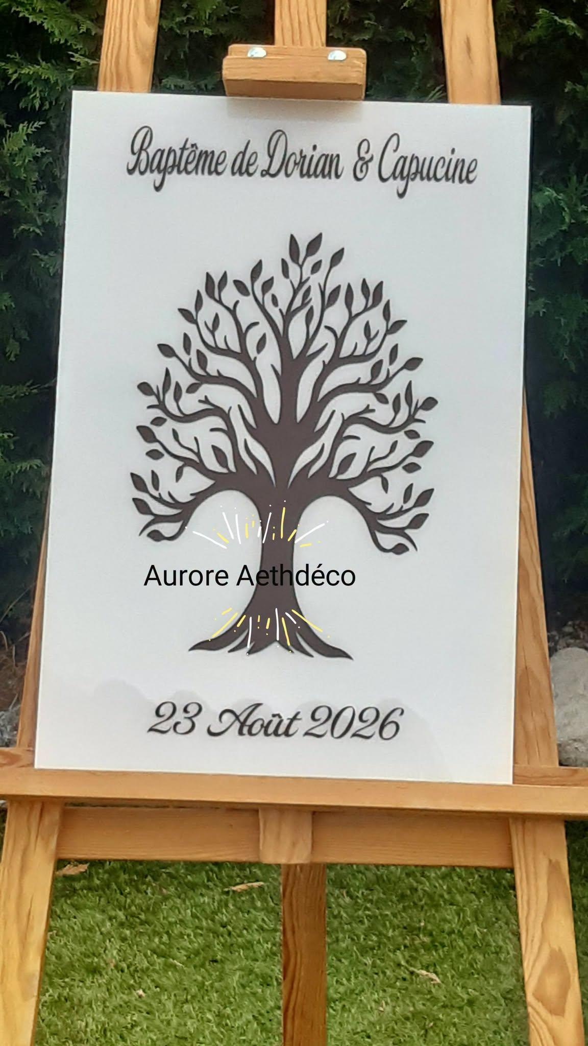 Panneau Personnalisé Arbre de Vie Baptême 50 x 70 cm