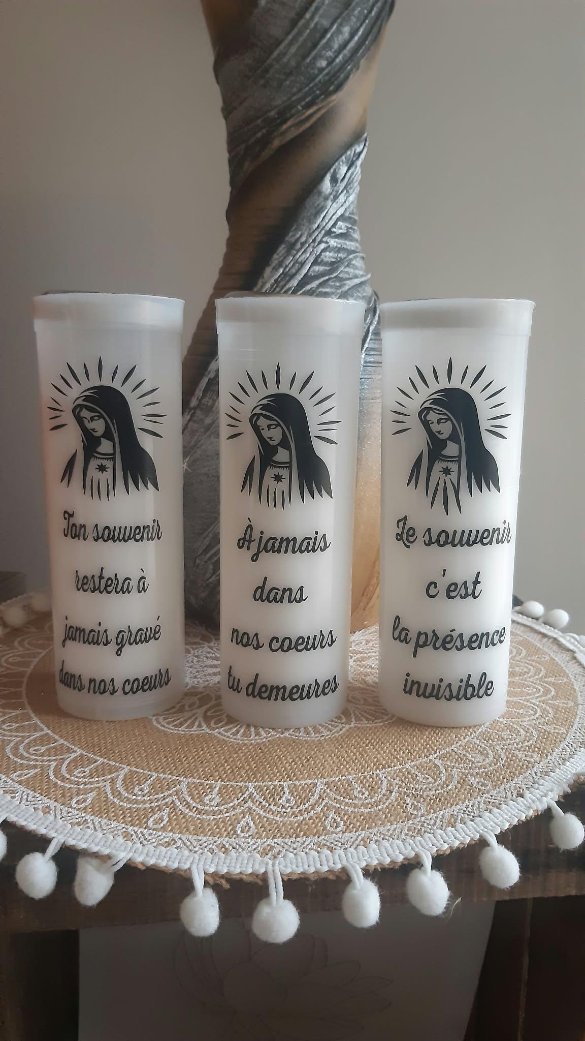 Bougie de Neuvaine Commémorative Vierge Marie — Cierge Souvenir & Recueillement