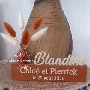 Cadeau Témoin de Mariage Personnalisé — Socle Prénom en Relief avec inscription, Soliflore & Fleurs Séchées