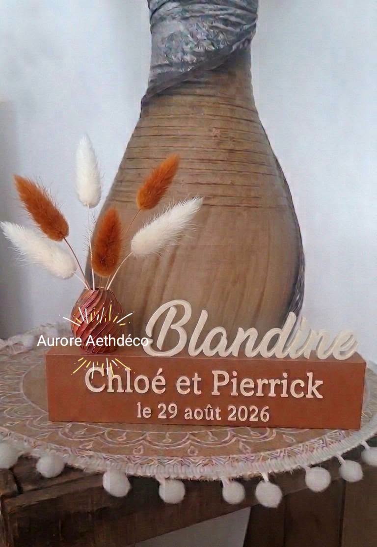Cadeau Témoin de Mariage Personnalisé — Socle Prénom en Relief avec inscription, Soliflore & Fleurs Séchées