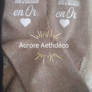 : 🧦 Chaussettes Pailletées Personnalisées – "Une Marraine en Or"