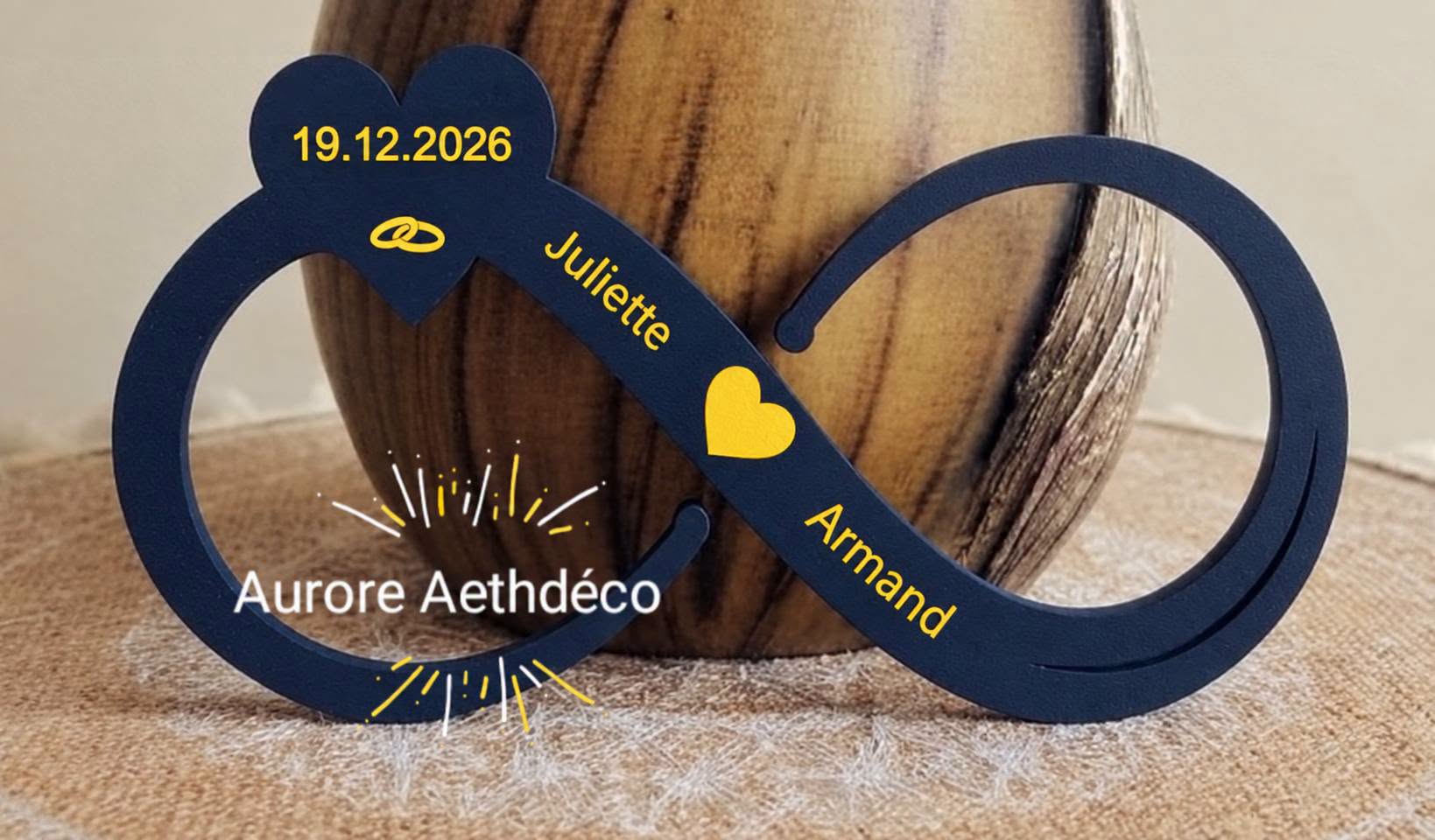 Décoration de Table Infini Personnalisée sur le thème de votre mariage avec vos Prénoms ainsi que la date – Image 4