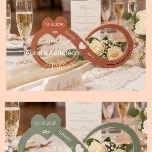 Décoration de Table Infini Personnalisée sur le thème de votre mariage avec vos Prénoms ainsi que la date