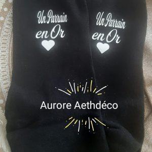 🧦 Chaussettes Personnalisées – "Un Parrain en Or"